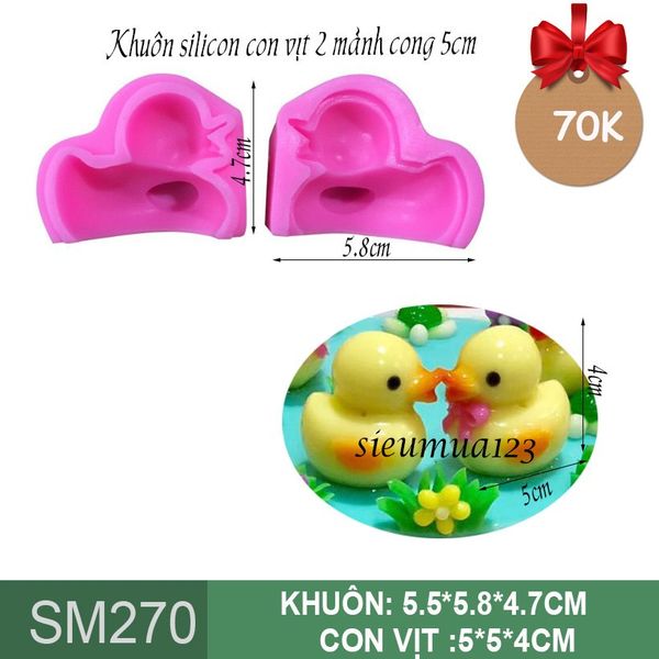Khuôn silicon con vịt cao 4cm ( SM270 )