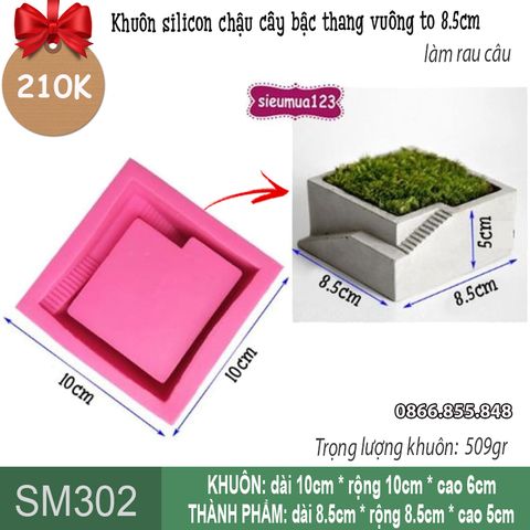 Khuôn silicon chậu cây bậc thang vuông to 8.5cm ( SM302 ) nặng 509gr còn 2 cái
