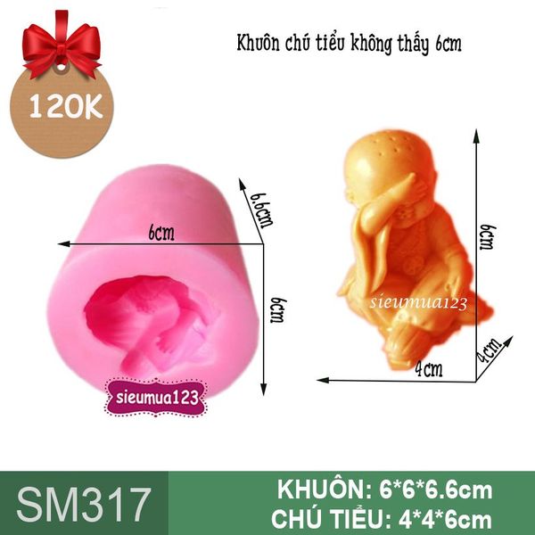 Khuôn rau câu silicon 4d: Khuôn chú tiểu không thấy 6cm ( SM317 )