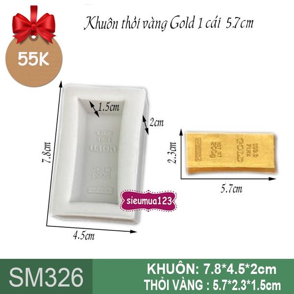 Khuôn silicon thỏi vàng Gold 5,7cm ( SM326 )
