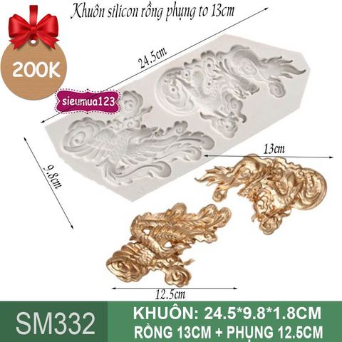 Khuôn rau câu silicon 4d : Khuôn con rồng phụng to 13cm ( SM332 )