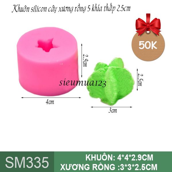 Khuôn silicon cây xương rồng 5 khía thấp 2,5cm ( SM335 )