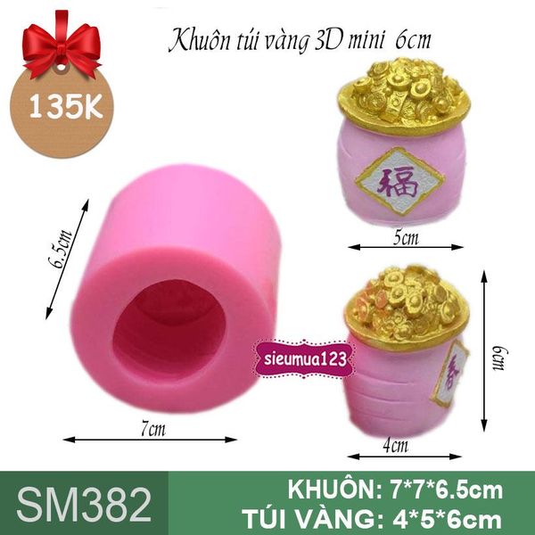 Khuôn rau câu silicon túi vàng 3d mini 6cm ( SM382 )