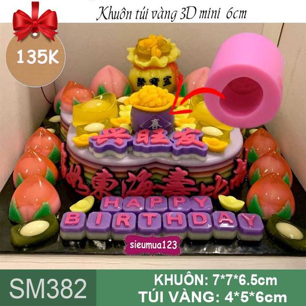 Khuôn rau câu silicon túi vàng 3d mini 6cm ( SM382 )