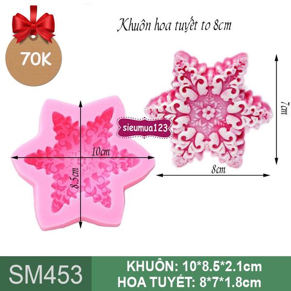 Khuôn rau câu silicon hoa tuyết Noel to 8cm ( SM453 )