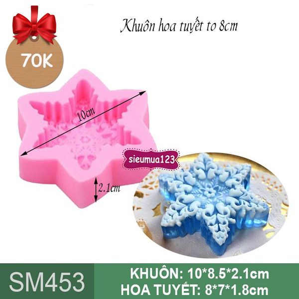 Khuôn rau câu silicon hoa tuyết Noel to 8cm ( SM453 )