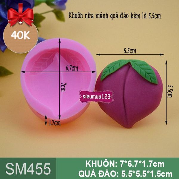 Khuôn silicon nửa mảnh quả đào 5,5cm ( SM455 )