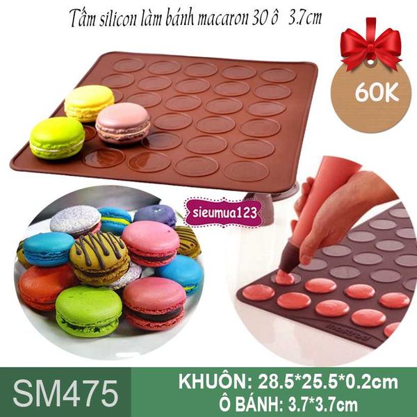 Tấm silicon làm bánh macaron 30 ô 3,7cm ( SM475 )