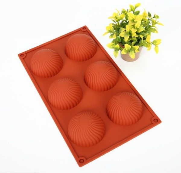 Khuôn silicon 6 bán cầu xoắn nhẹ 6,8cm ( SM478 )
