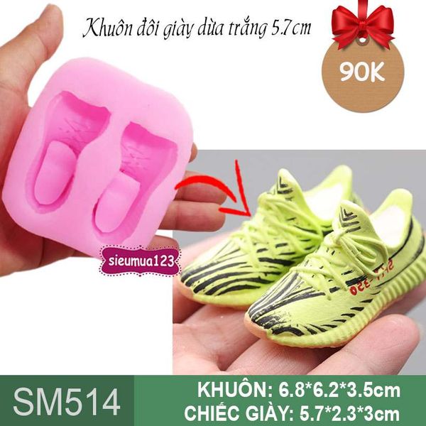 Khuôn silicon đôi giày dừa trắng 5,7cm ( SM514 )