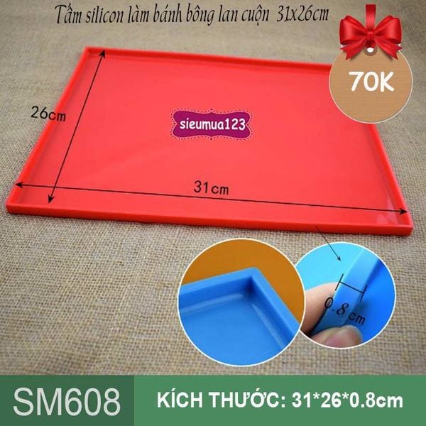 Tấm silicon làm bánh bông lan cuộn 31cm*26cm ( SM608 )