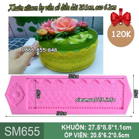 Khuôn silicon ốp viền cổ điển 20,5cm cao 6.2cm ( SM655 )