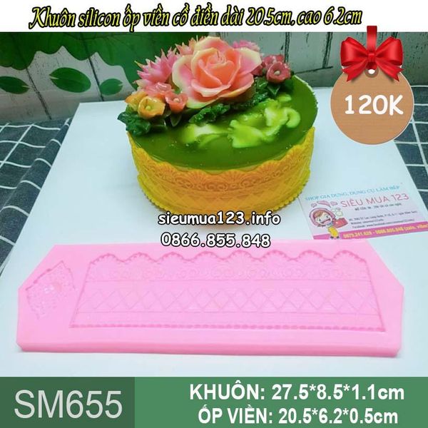 Khuôn silicon ốp viền cổ điển 20,5cm cao 6.2cm ( SM655 )