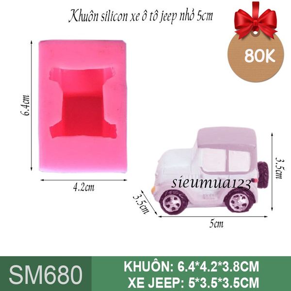 Khuôn silicon chiếc xe hơi ô tô jeep nhỏ 5cm ( SM680 )
