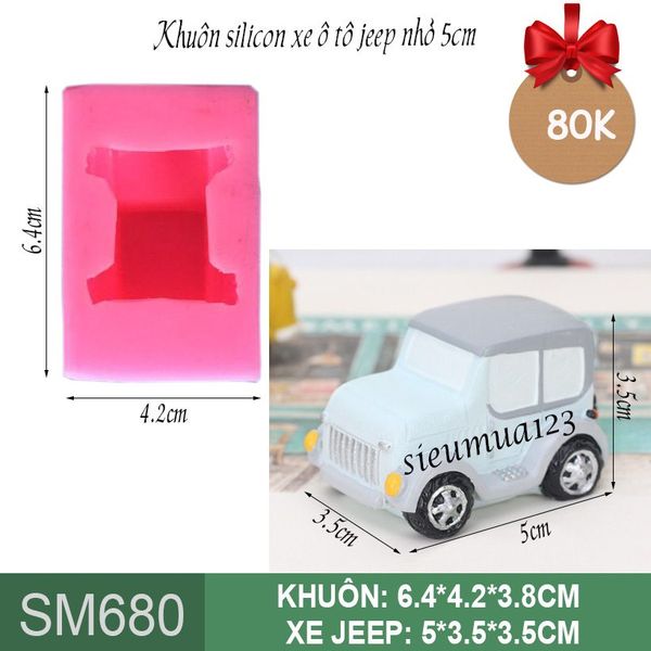 Khuôn silicon chiếc xe hơi ô tô jeep nhỏ 5cm ( SM680 )