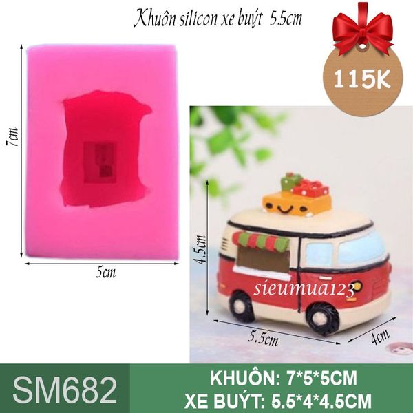 Khuôn silicon chiếc xe ô tô buýt 5,5cm ( SM682 )