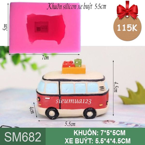 Khuôn silicon chiếc xe ô tô buýt 5,5cm ( SM682 )