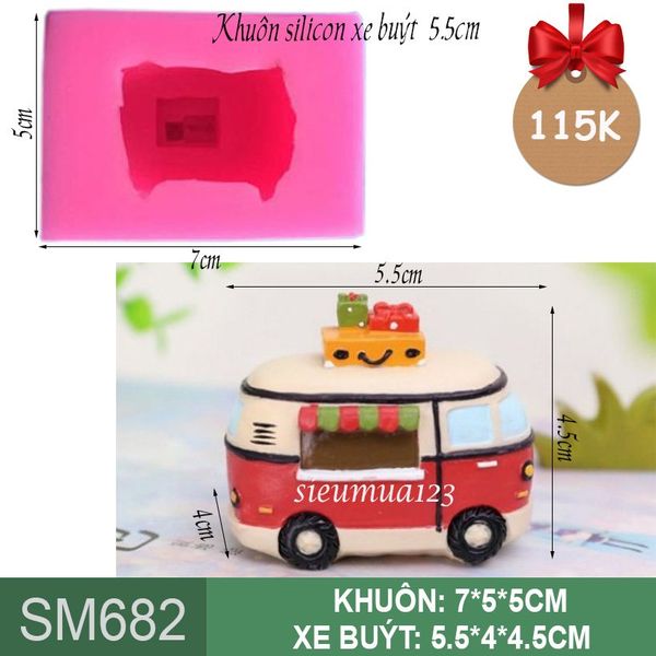 Khuôn silicon chiếc xe ô tô buýt 5,5cm ( SM682 )