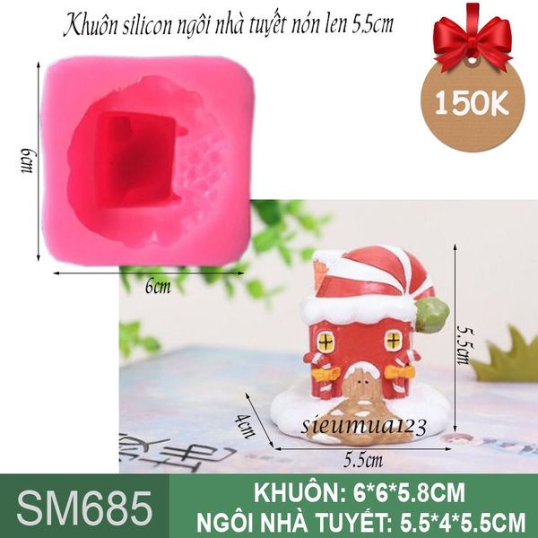 Khuôn silicon Ngôi nhà tuyết nón len 5,5cm ( SM685 )