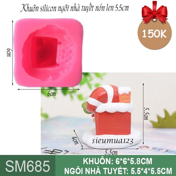 Khuôn silicon Ngôi nhà tuyết nón len 5,5cm ( SM685 )