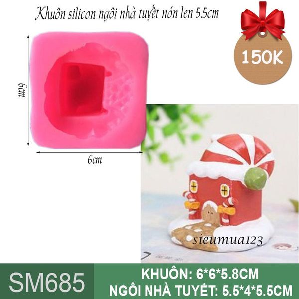 Khuôn silicon Ngôi nhà tuyết nón len 5,5cm ( SM685 )