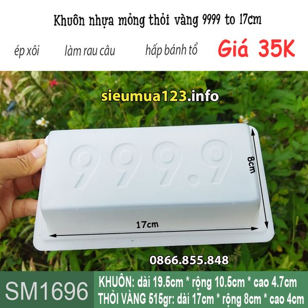 Khuôn nhựa mỏng thỏi vàng 9999 to 17cm làm rau câu , bánh tổ ( SM1696)