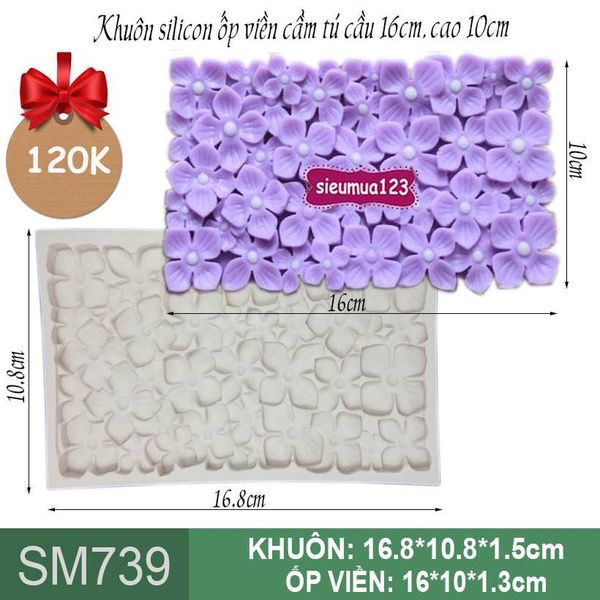 Khuôn silicon ốp viền hoa cẩm tú cầu 16cm ( SM739 )