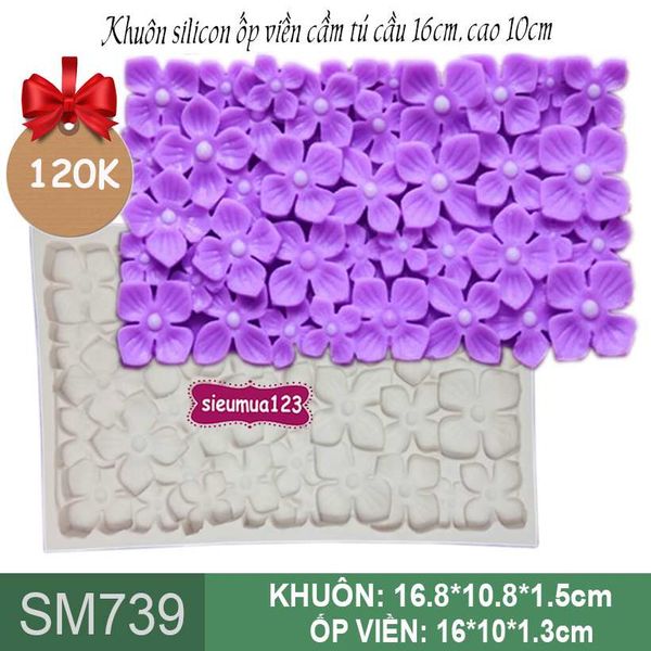 Khuôn silicon ốp viền hoa cẩm tú cầu 16cm ( SM739 )