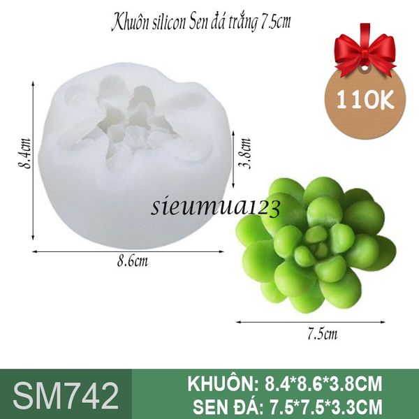 Khuôn silicon sen đá trắng 7,5cm ( SM742 )