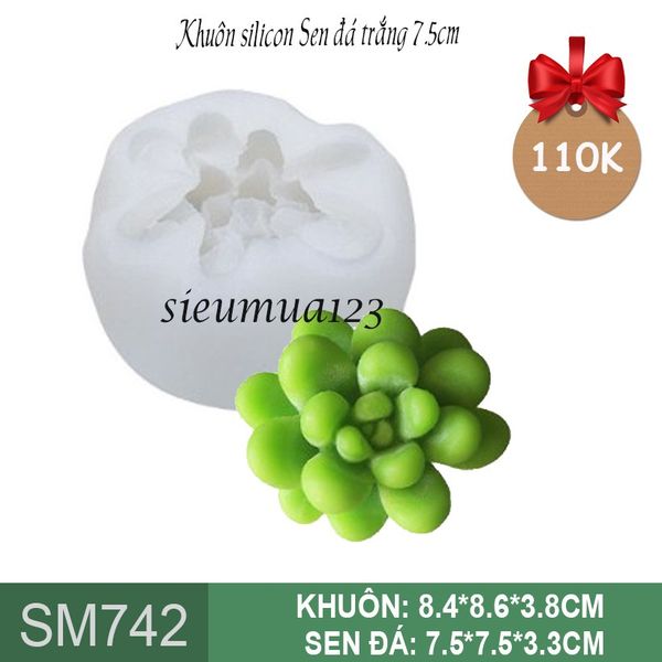 Khuôn silicon sen đá trắng 7,5cm ( SM742 )