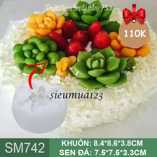 Khuôn silicon sen đá trắng 7,5cm ( SM742 )