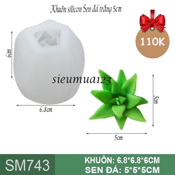 Khuôn silicon sen đá trắng 5cm ( SM743 )