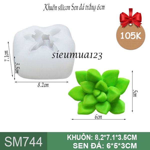 Khuôn silicon sen đá trắng 6cm ( SM744 )