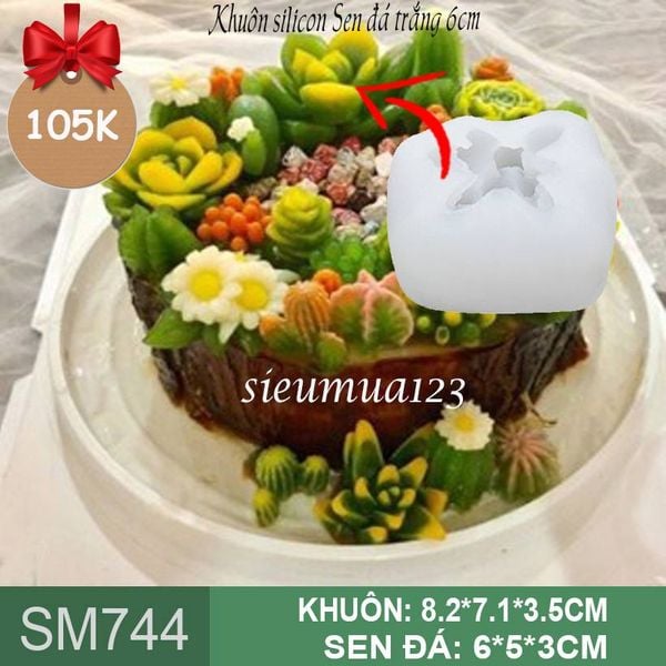 Khuôn silicon sen đá trắng 6cm ( SM744 )