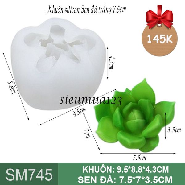 Khuôn silicon sen đá trắng 7,5cm ( SM745 )