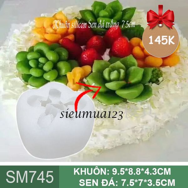 Khuôn silicon sen đá trắng 7,5cm ( SM745 )