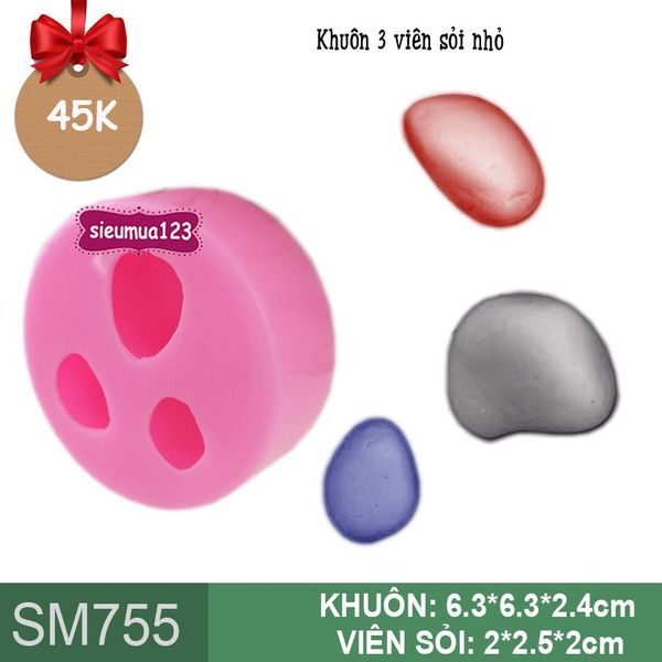 Khuôn silicon 3 viên sỏi lớn nhỏ ( SM755 )
