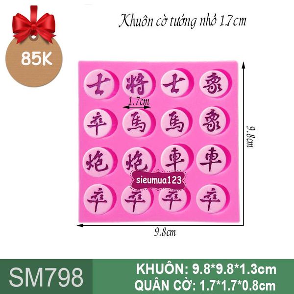Khuôn rau câu silicon cờ tướng nhỏ 1,7cm ( SM798 ) còn 1