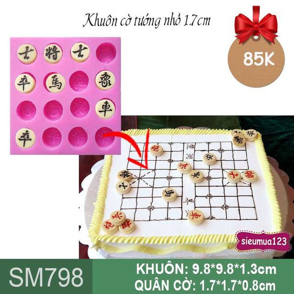 Khuôn rau câu silicon cờ tướng nhỏ 1,7cm ( SM798 ) còn 1