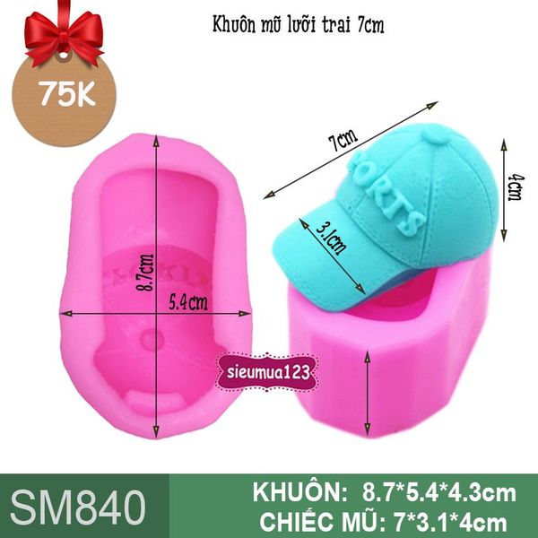 Khuôn silicon cái nón lưỡi trai 7cm ( SM840 )