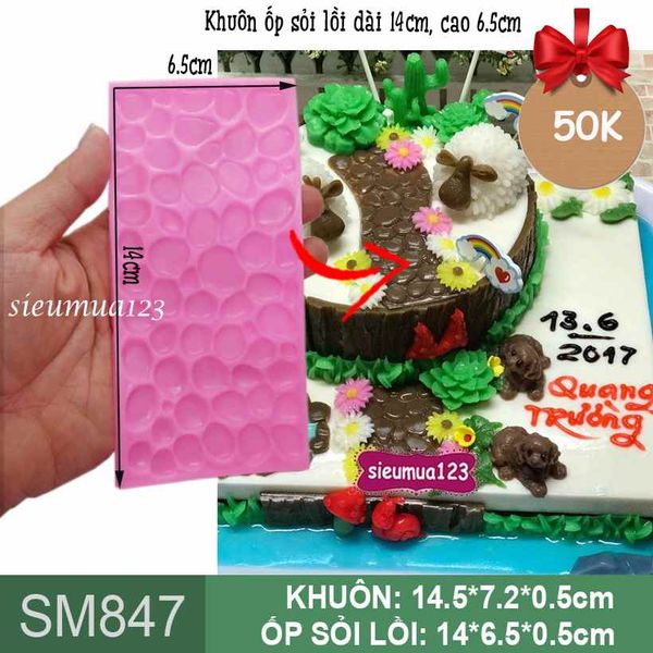 Khuôn silicon ốp sỏi lồi 14cm ( SM847 )