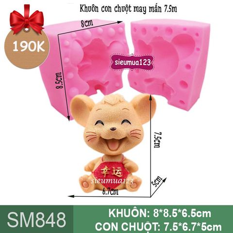 Khuôn silicon con chuột may mắn 7,5cm ( SM848 )