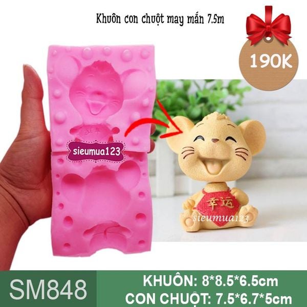 Khuôn silicon con chuột may mắn 7,5cm ( SM848 )