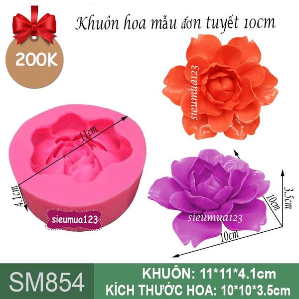 Khuôn silicon hoa mẫu đơn tuyết  10cm ( SM854 )