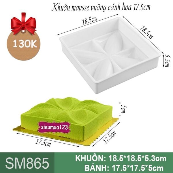 Khuôn mousse vuông cánh hoa 17,5cm ( SM865 ) còn 8 cái