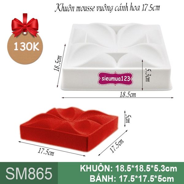 Khuôn mousse vuông cánh hoa 17,5cm ( SM865 ) còn 8 cái
