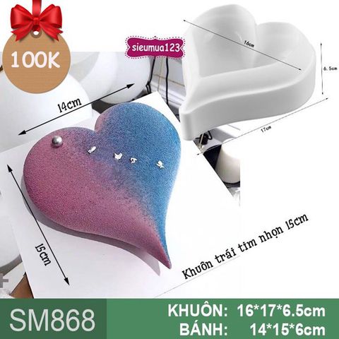 Khuôn mousse trái tim nhọn 15cm ( SM868 ) còn nhiều