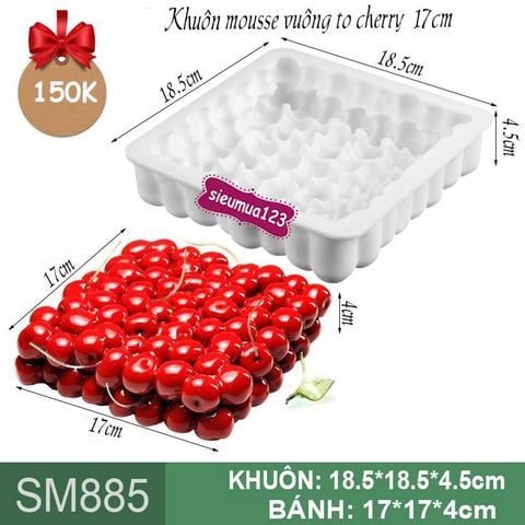Khuôn silicon làm bánh mousse vuông to cherry 17cm ( SM885 ) còn 5 cái