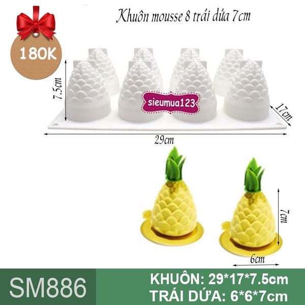 Khuôn mousse 8 trái dứa 7cm ( SM886 )