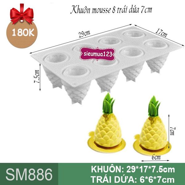 Khuôn mousse 8 trái dứa 7cm ( SM886 )